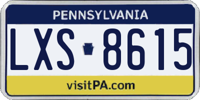 PA license plate LXS8615