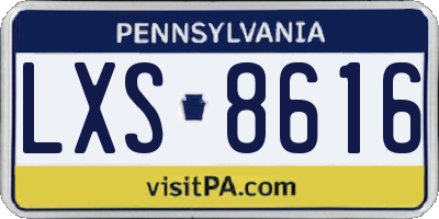 PA license plate LXS8616