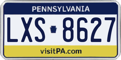 PA license plate LXS8627