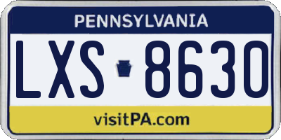 PA license plate LXS8630