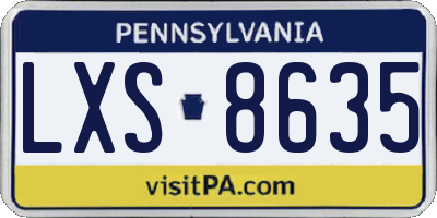 PA license plate LXS8635