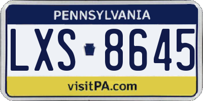 PA license plate LXS8645