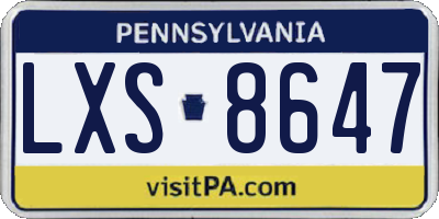PA license plate LXS8647
