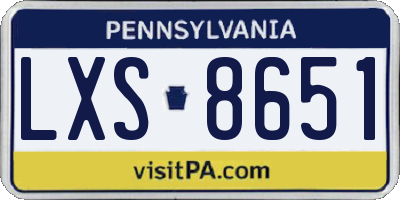 PA license plate LXS8651
