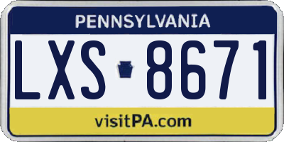 PA license plate LXS8671