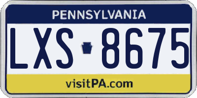 PA license plate LXS8675