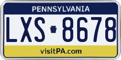 PA license plate LXS8678