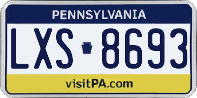 PA license plate LXS8693