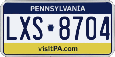 PA license plate LXS8704