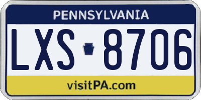 PA license plate LXS8706