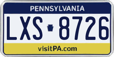 PA license plate LXS8726