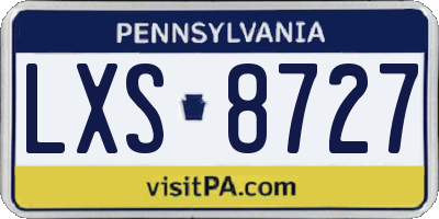 PA license plate LXS8727
