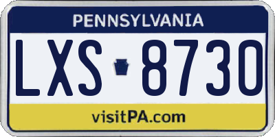 PA license plate LXS8730
