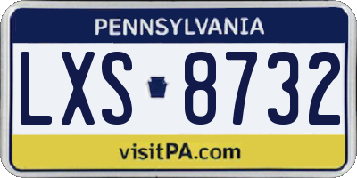 PA license plate LXS8732