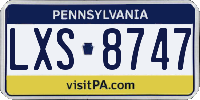 PA license plate LXS8747