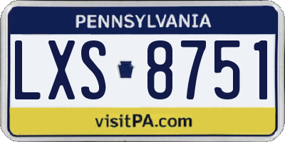 PA license plate LXS8751