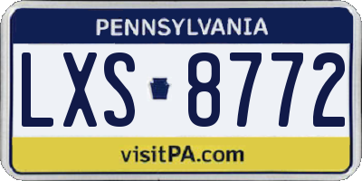 PA license plate LXS8772