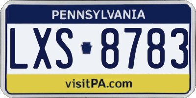 PA license plate LXS8783