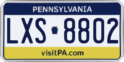 PA license plate LXS8802