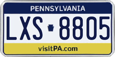 PA license plate LXS8805