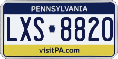 PA license plate LXS8820