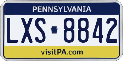 PA license plate LXS8842