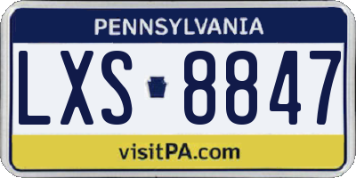 PA license plate LXS8847
