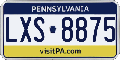 PA license plate LXS8875