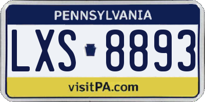 PA license plate LXS8893