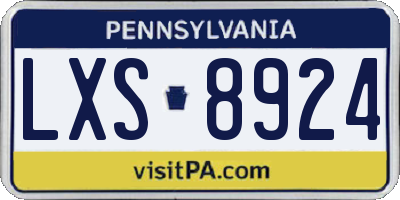 PA license plate LXS8924