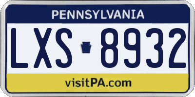 PA license plate LXS8932