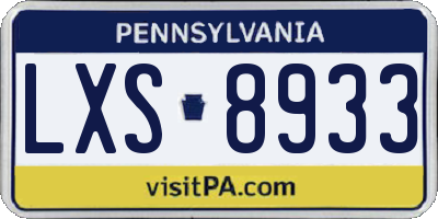 PA license plate LXS8933