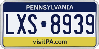 PA license plate LXS8939