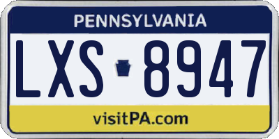 PA license plate LXS8947