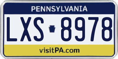 PA license plate LXS8978