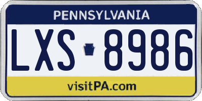 PA license plate LXS8986