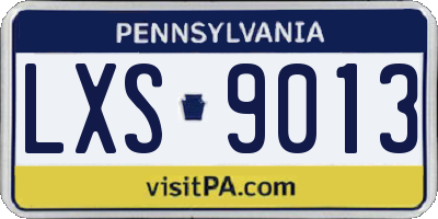 PA license plate LXS9013