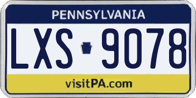 PA license plate LXS9078