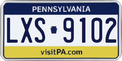 PA license plate LXS9102