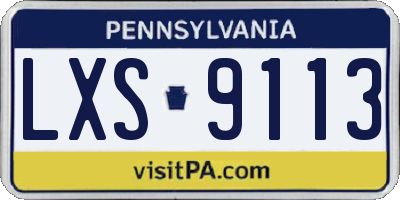 PA license plate LXS9113