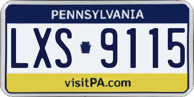 PA license plate LXS9115