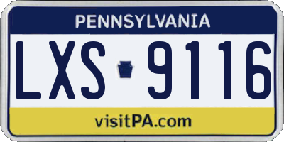 PA license plate LXS9116