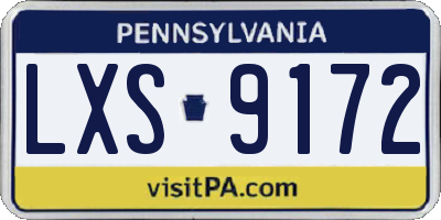 PA license plate LXS9172