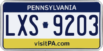 PA license plate LXS9203