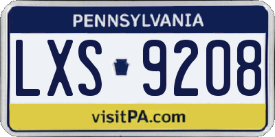 PA license plate LXS9208