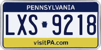 PA license plate LXS9218