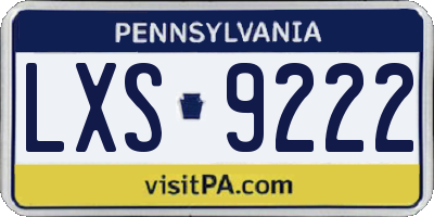 PA license plate LXS9222