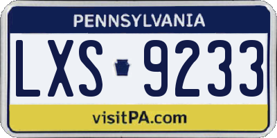 PA license plate LXS9233