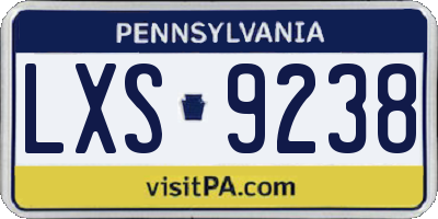 PA license plate LXS9238