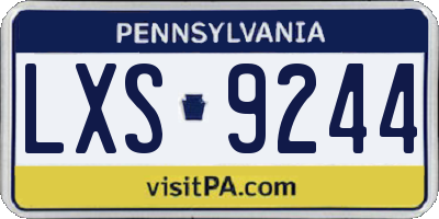 PA license plate LXS9244